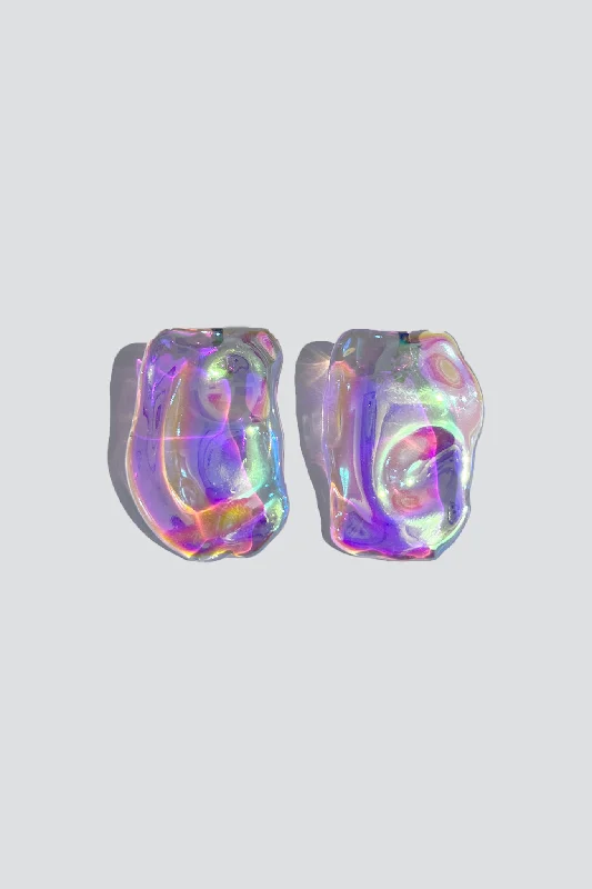 Hoop earrings with a chunky design for a bold and trendy statement-Iridescent Glass Large Enigma Earrings