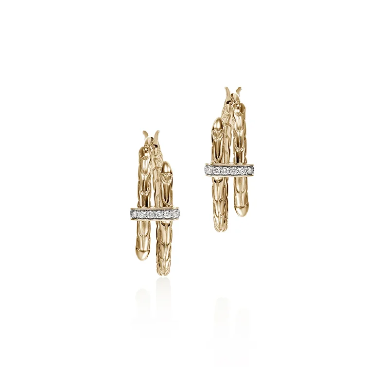 Best hoop earrings with minimal embellishments for a sleek and modern look-John Hardy Spear Yellow Gold Diamond Hoop Earrings, 17mm