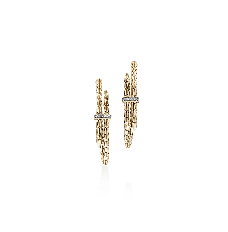 Best hoop earrings with intricate beaded details for a textured, stylish appearance-John Hardy Spear Yellow Gold Pave Diamond Hoop Earrings