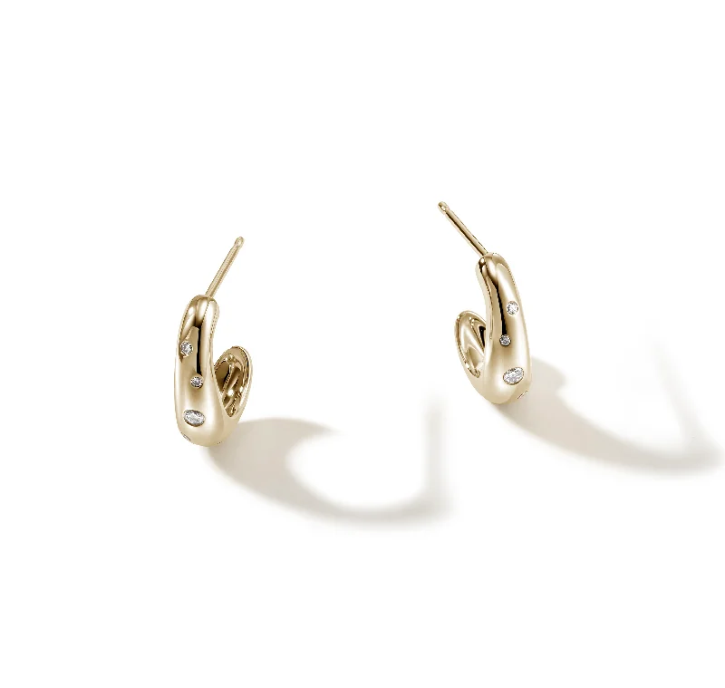 Best hoop earrings with minimalist designs for a clean and modern aesthetic-John Hardy Surf Gold Scattered Diamond Small J Hoop Earrings