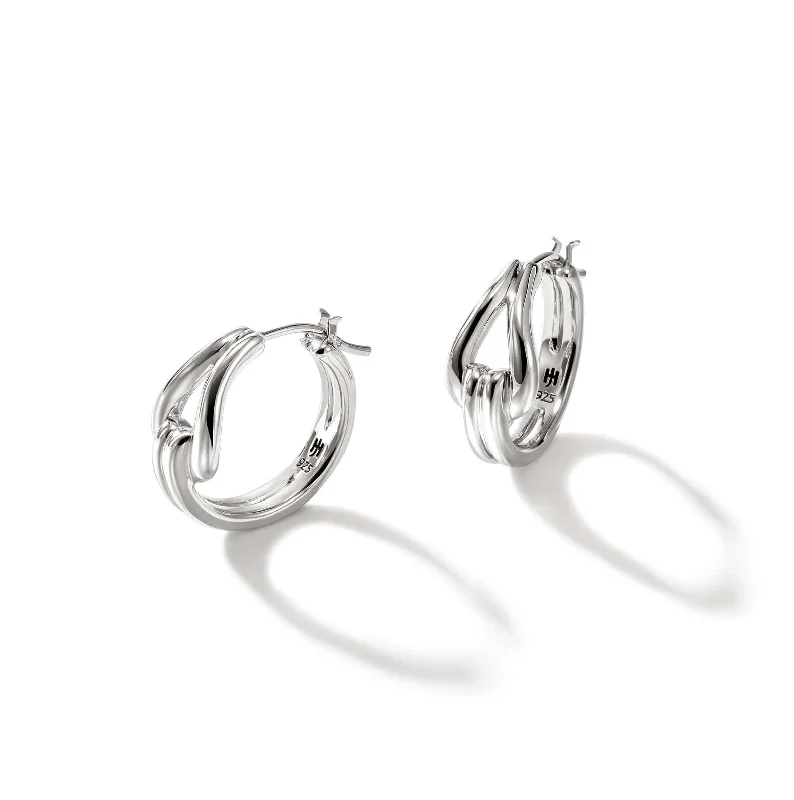 Best hoop earrings with baroque pearls for a luxurious and elegant vibe-John Hardy Surf Silver Hoop Earrings, 18.5mm