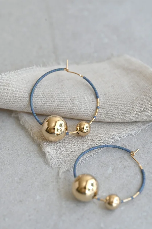 Hoop earrings with hearts for a sweet and romantic gesture-Kari Earrings, Indigo