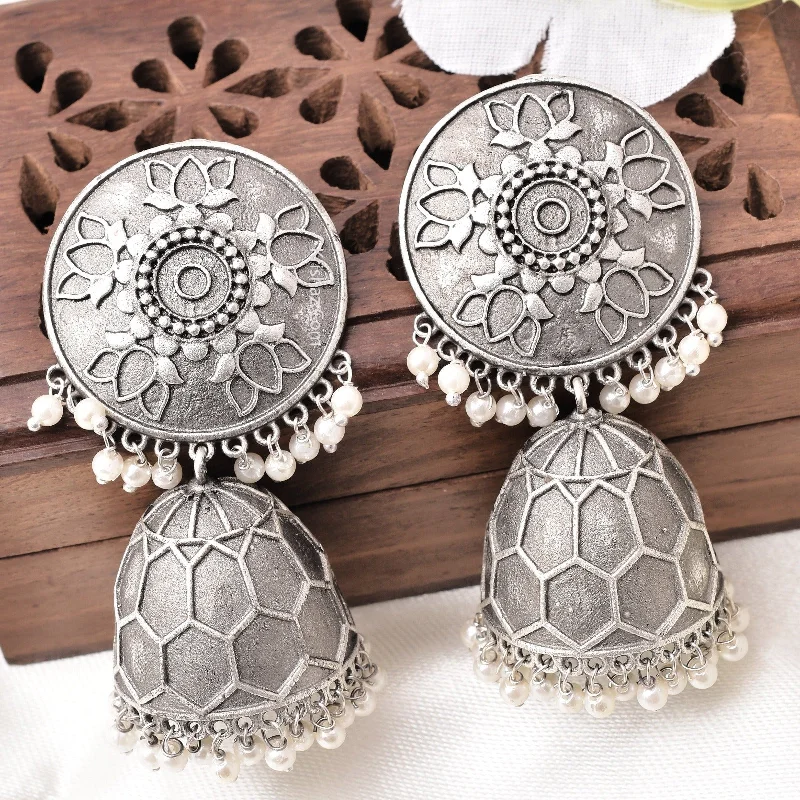 Hoop earrings with multi-tone finishes for a colorful and layered effect-Ketaki Jhumka Earrings