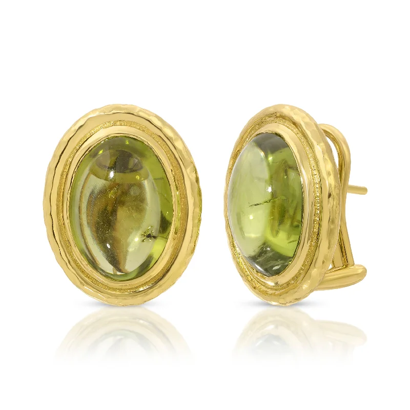 Best hoop earrings with oval shapes for a unique and elongated design-King Palm Stud - Peridot Cabochons