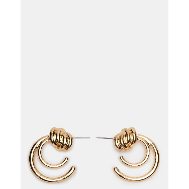 Hoop earrings with rhinestone embellishments for a glamorous and sparkling look-Knot Hoop Earrings Gold