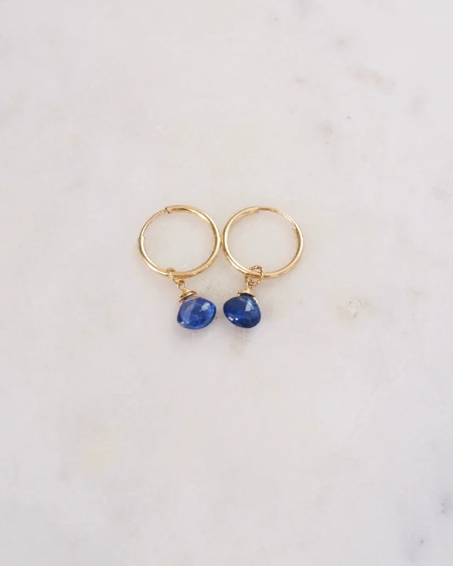 Best hoop earrings with marbled designs for a trendy and artistic effect-Kyanite small infinity hoops