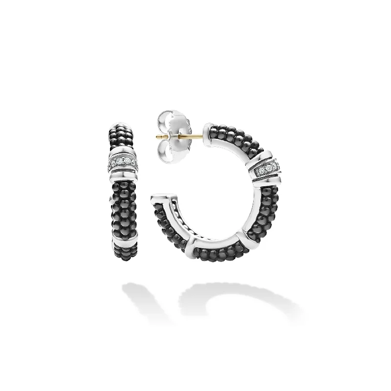 Best hoop earrings with Swarovski crystals for added sparkle and luxury-LAGOS Black Caviar Ceramic and Diamond Hoop Earrings