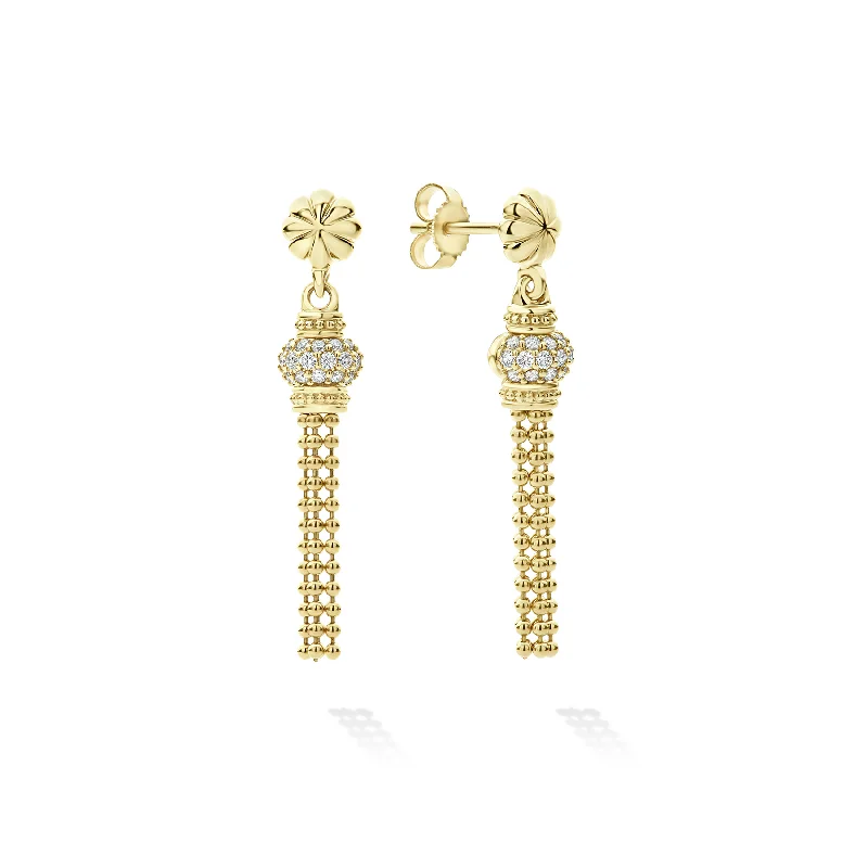 Hoop earrings with artistic filigree designs for an intricate, delicate finish-LAGOS Caviar Gold Tassel Diamond Earrings