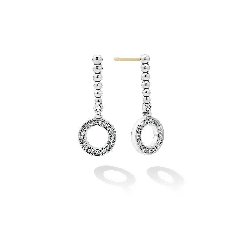 Best hoop earrings with snake chain details for a sleek and modern touch-LAGOS Caviar Spark Drop Circle Diamond Earrings