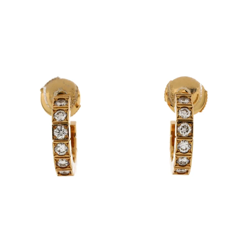 Hoop earrings with oversized designs for a bold, fashion-forward statement-Lanieres Hoop Earrings 18K Yellow Gold and Diamonds