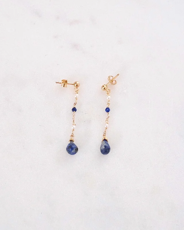 Hoop earrings with a chunky design for a bold and trendy statement-Lapis lazuli Bohemian Earrings