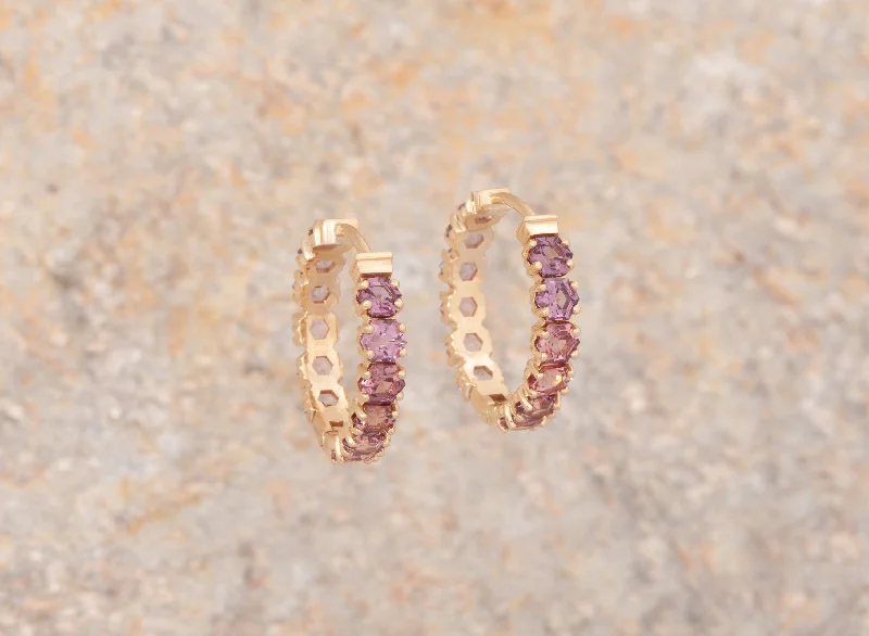 Best hoop earrings with matching bracelets for a coordinated jewelry set-Large Spinel Eternity Hoops in 14k Yellow Gold