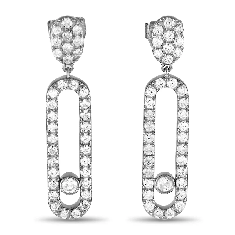 Best hoop earrings with stacked layers for a dimensional and bold look-LB Exclusive 14K White Gold 1.16ct Diamond Earrings ER28316-W