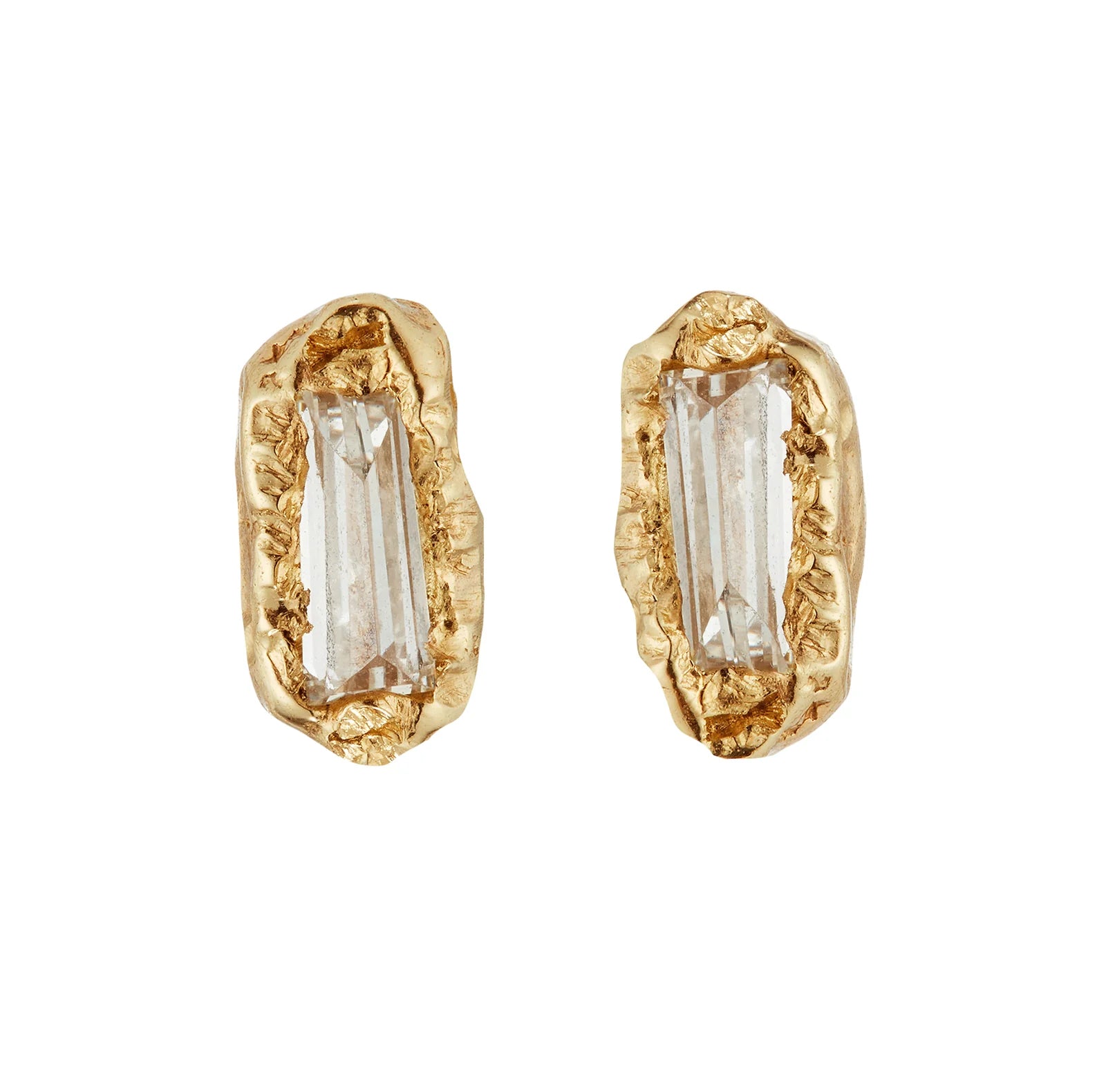 Hoop earrings with stacked layers for a bold and textured design-Lemon Baguette Diamond Studs