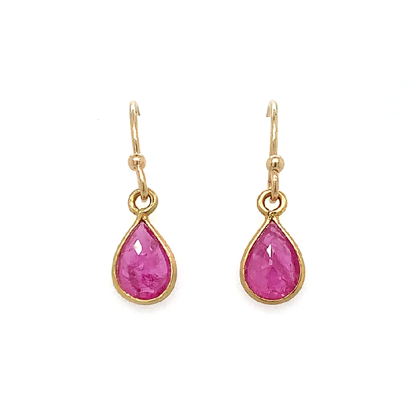 Hoop earrings with crescent moon shapes for a celestial and mystical appearance-Small Ruby Teardrop Earring