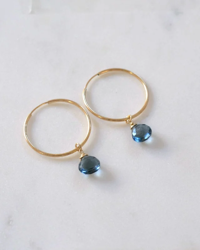 Hoop earrings with pearl accents for a chic and classic style-London Blue Topaz Hoop Earrings