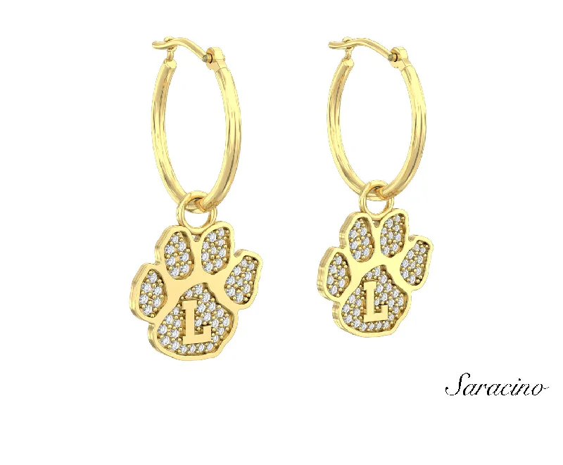 Best hoop earrings with smooth ceramic finishes for a polished, clean style-Loyola Diamond Paw Huggie Earrings