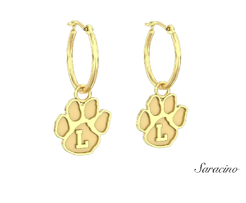 Small hoop earrings for a delicate and understated everyday wear-Loyola Paw Huggie Earrings