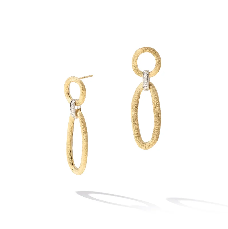 Hoop earrings with pearl accents for a chic and classic style-Marco Bicego Jaipur Mixed Metals Dangle Diamond Link Earrings