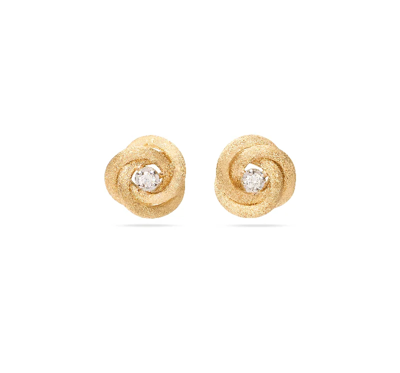 Hoop earrings with circle designs for a classic and timeless shape-Marco Bicego Jaipur Mixed Metals Knot Stud Diamond Earrings