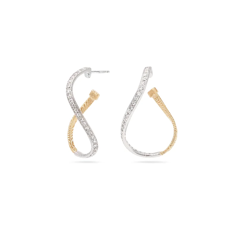 Hoop earrings with a matte black finish for a sleek, edgy vibe-Marco Bicego Marrakech Mixed Metals Diamond Twist Earrings