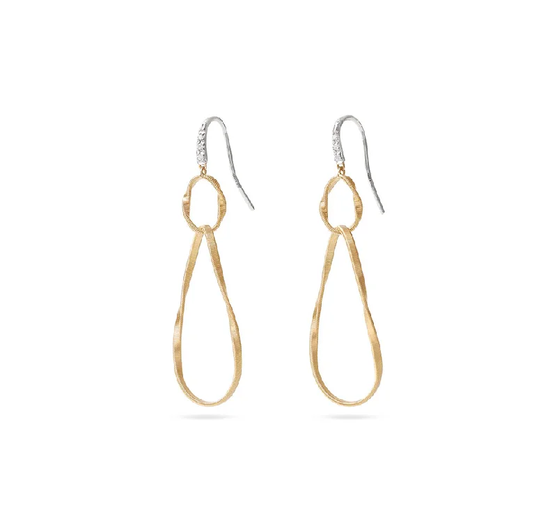 Best hoop earrings with smooth ceramic finishes for a polished, clean style-Marco Bicego Marrakech Mixed Metals Diamond Twisted Dangle Earrings