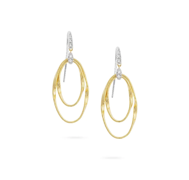 Hoop earrings with diamond-cut surfaces for added sparkle and shine-Marco Bicego Marrakech Mixed Metals Twisted Diamond Earrings