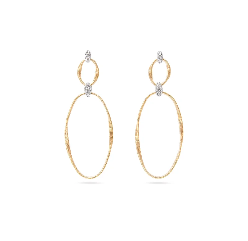 Hoop earrings with rhinestone embellishments for a glamorous and sparkling look-Marco Bicego Marrakech Onde Yellow Gold and Diamond Flat Link Earrings