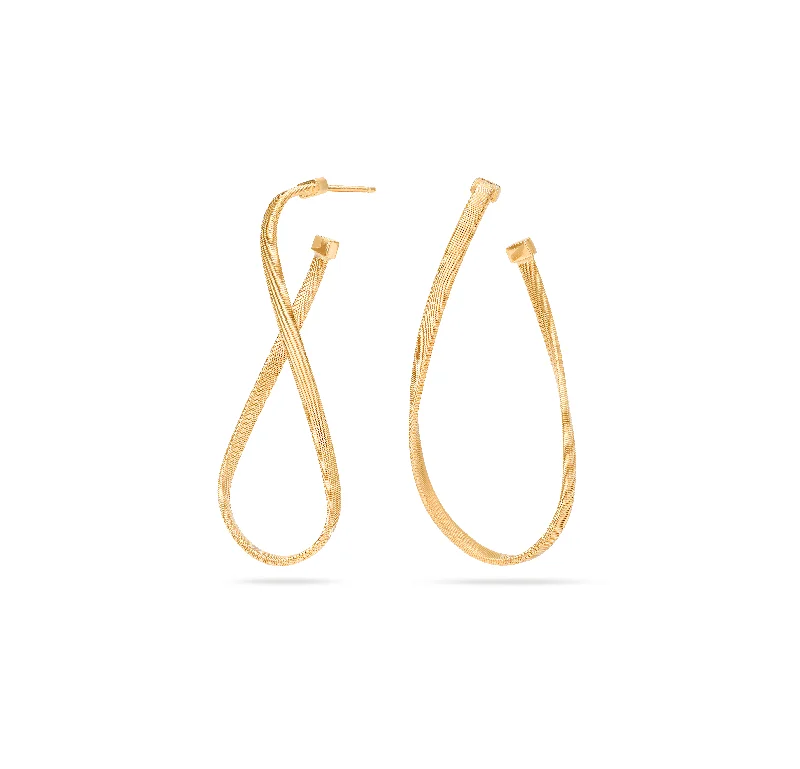 Hoop earrings with luxe velvet finishes for a rich and luxurious touch-Marco Bicego Marrakech Yellow Gold Twisted Earrings