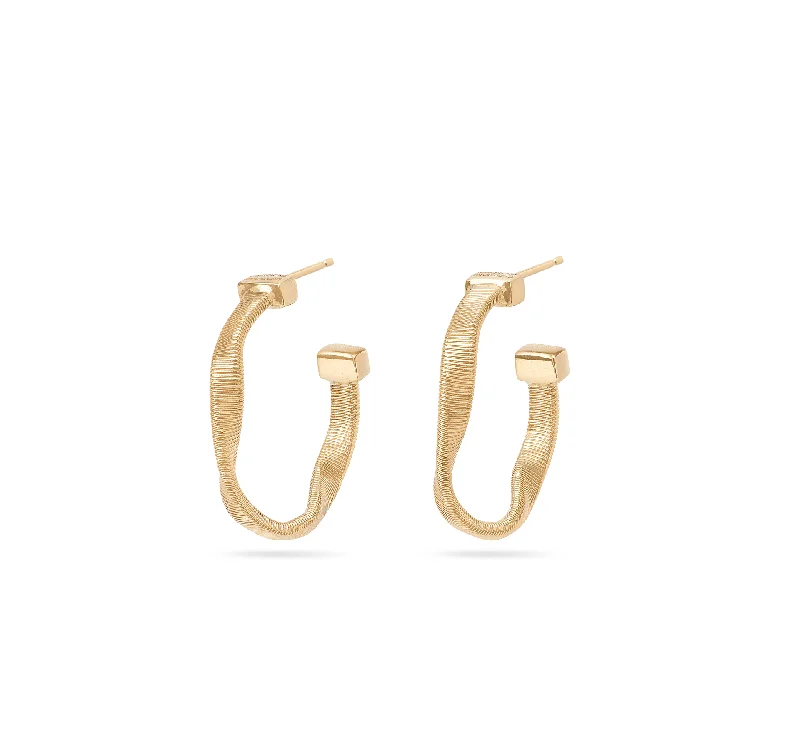 Classic hoop earrings with a thin profile for a sleek and subtle style-Marco Bicego Marrakech Yellow Gold Twisted Small Hoop Earrings