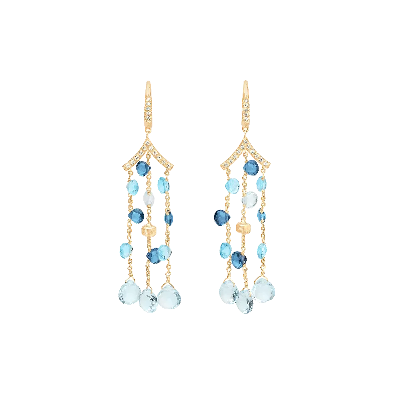 Best hoop earrings with geometric pendants for a modern, chic appeal-Marco Bicego Paradise Blue Topaz and London Blue Topaz Chandelier Earrings