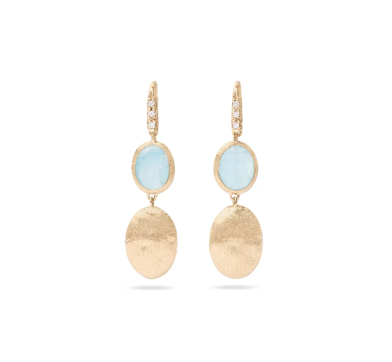 Hoop earrings with cut-out designs for a creative and lightweight effect-Marco Bicego Siviglia Yellow Gold Aquamarine and Diamond Accent Earrings