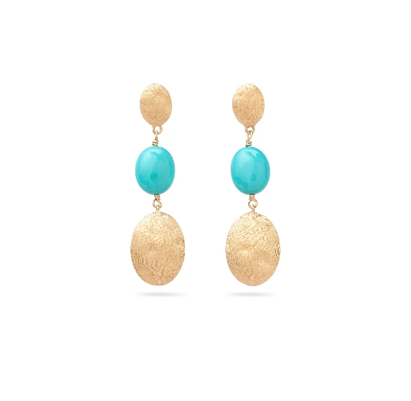 Hoop earrings with stacked layers for a bold and textured design-Marco Bicego Siviglia Yellow Gold Bead and Turquoise Dangle Earrings