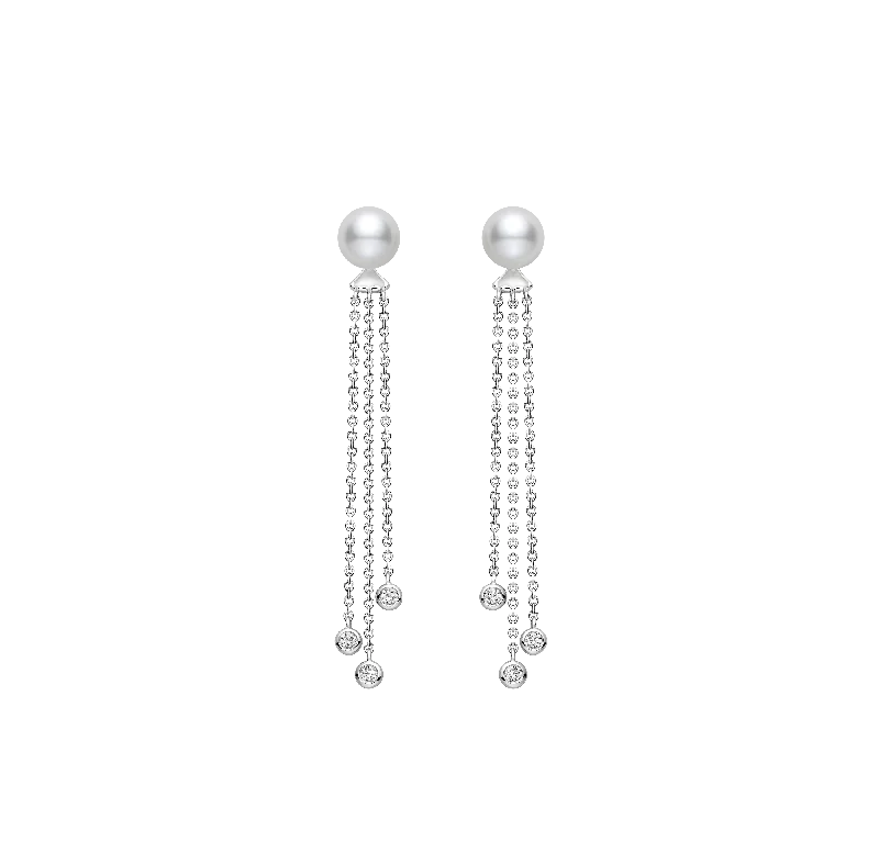 Best hoop earrings with asymmetrical designs for a fashion-forward, avant-garde look-Mikimoto Classic White Gold Akoya Pearl and Diamond Dangle Earrings