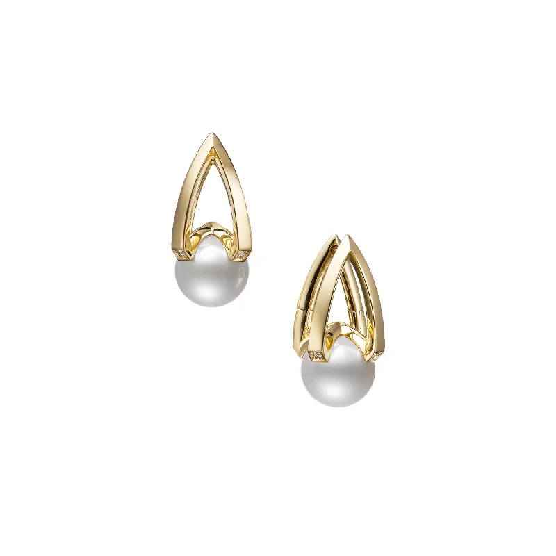 Hoop earrings with faceted crystals for added sparkle and shine-Mikimoto M Collection Yellow Gold Akoya A+ Pearl and Diamond Accent Earrings