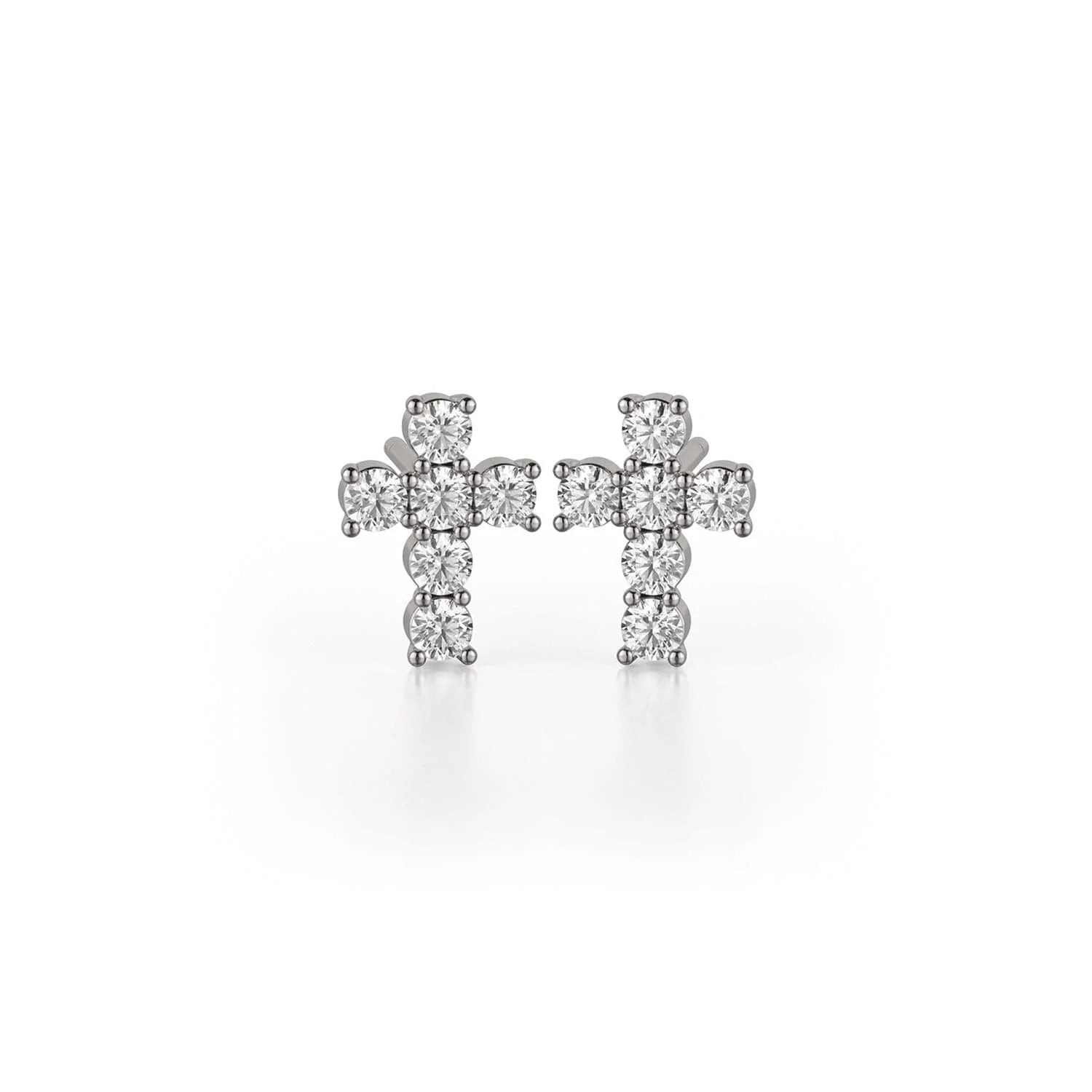 Hoop earrings with crescent moon shapes for a celestial and mystical appearance-Mini Diamond Cross Earrings