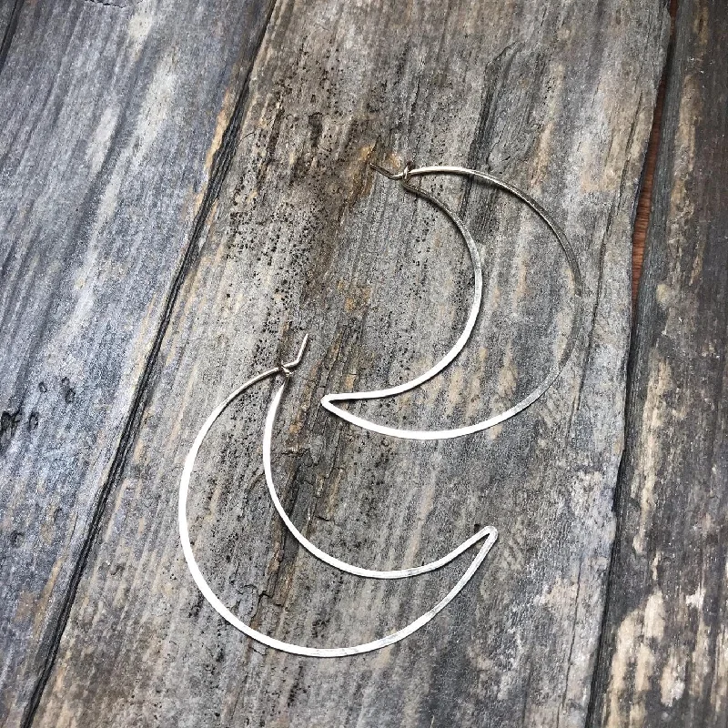 Best hoop earrings with hammered gold for a rustic yet elegant look-Moon Hoop Earrings