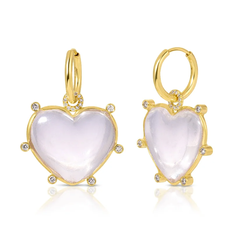 Best hoop earrings with custom designs for a personalized, unique accessory-Moonstone Heart & Diamond Earrings