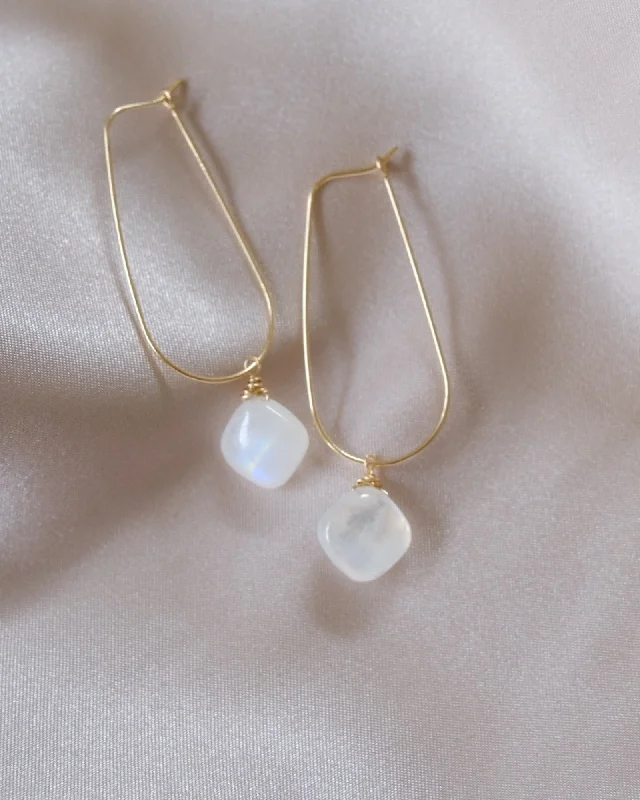 Best hoop earrings with rose gold for a romantic and warm aesthetic-Moonstone U Hoop Earrings