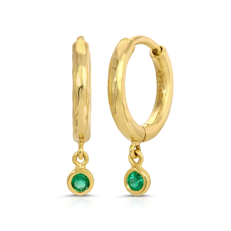 Hoop earrings with open designs for a modern, lighthearted vibe-Nano Charmed Micro Gabby Hoops - Emerald