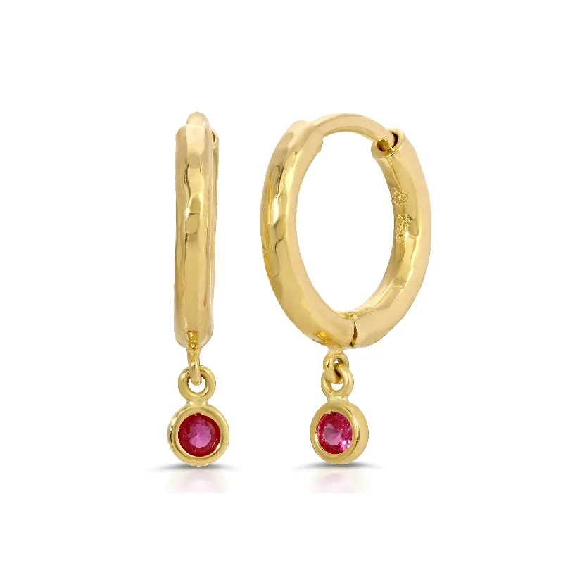 Hoop earrings with diamond-cut surfaces for added sparkle and shine-Nano Charmed Micro Gabby Hoops - Ruby