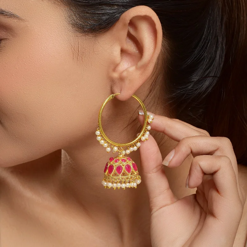 Best hoop earrings with intricate beaded details for a textured, stylish appearance-Natasha Jhumki Earrings