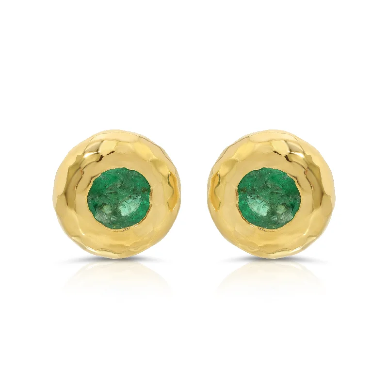 Best hoop earrings with braided leather for a rustic, stylish finish-Nesting Gem Studs - Emerald