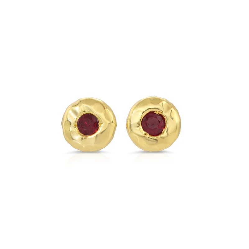 Hoop earrings with intricate designs for a unique and artistic appearance-Nesting Gem Studs - Micro - Ruby