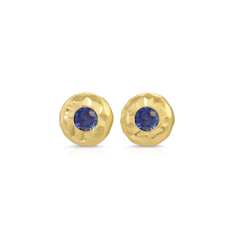 Hoop earrings with hammered textures for a boho-chic and rustic vibe-Nesting Gem Studs - Micro - Sapphire