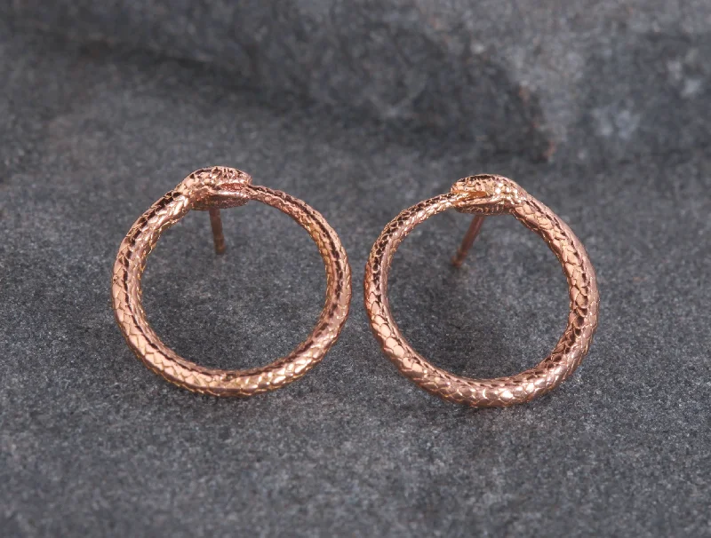 Hoop earrings with polished metal for a shiny and high-quality finish-The Ouroboros Studs