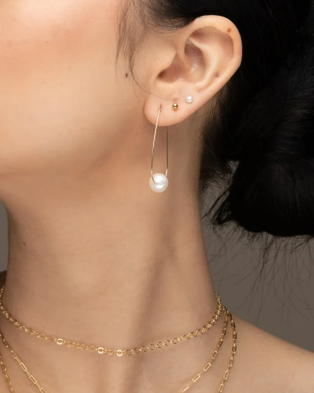 Best hoop earrings with vintage rhinestone embellishments for a retro-glam effect-Pearl U Hoop Earrings