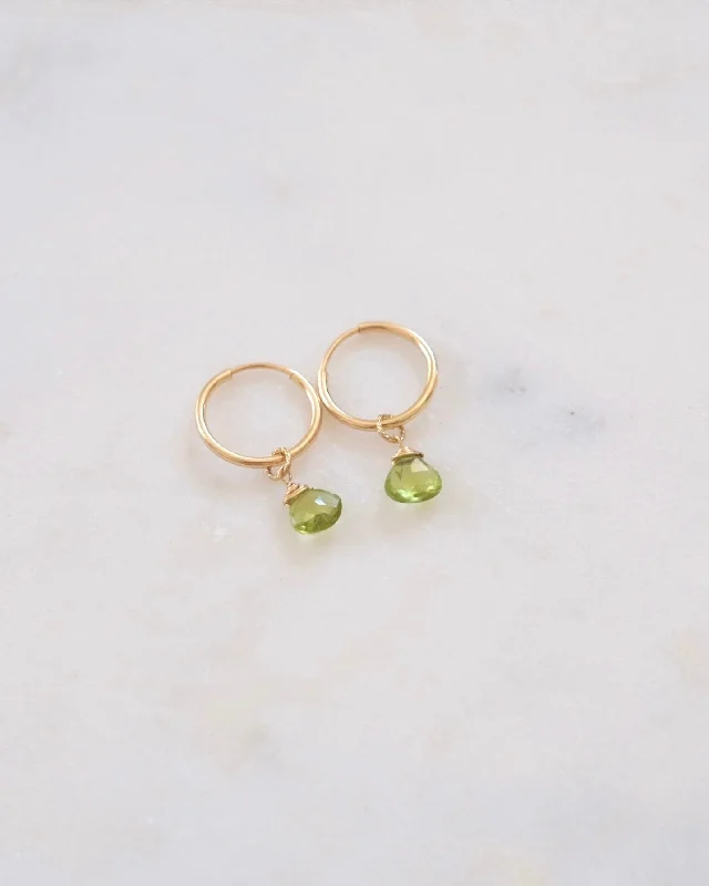 Hoop earrings with a matte black finish for a sleek, edgy vibe-Peridot Mini Infinity Hoops