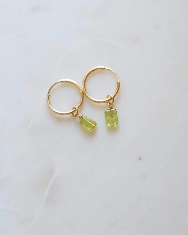 Best hoop earrings with vintage-style detailing for a nostalgic and timeless look-Peridot Square Mini Infinity Hoops