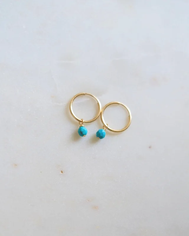 Best hoop earrings with butterfly motifs for a playful and whimsical appearance-Petite Turquoise Infinity Hoops